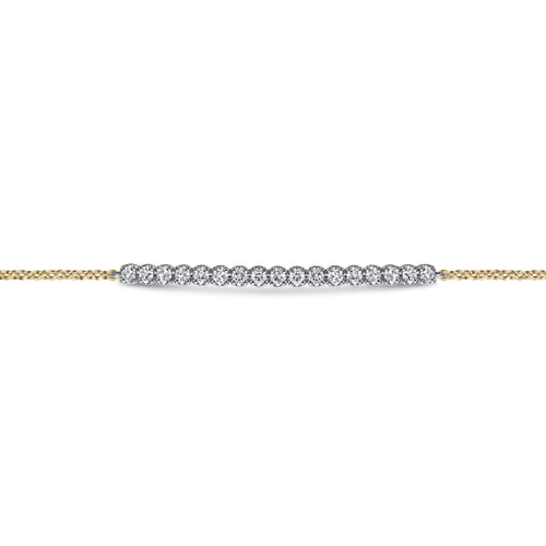 14K White & Yellow Gold White Sapphire Bar Bracelet