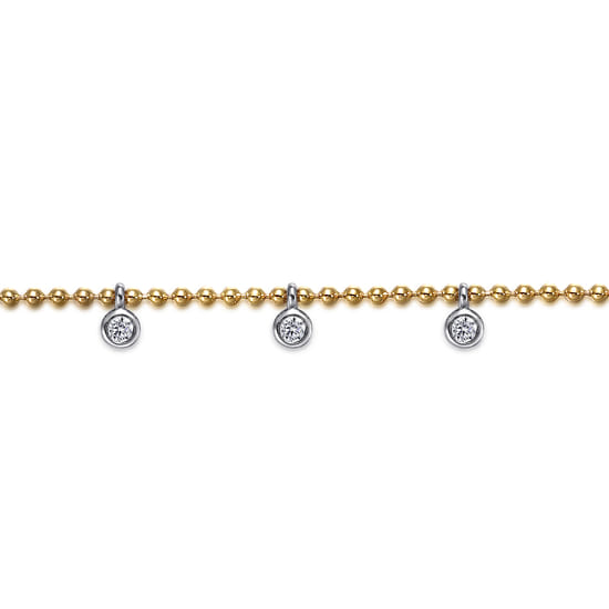 14K White & Yellow Gold White Sapphire Droplet Bracelet-Bujukan angle 2