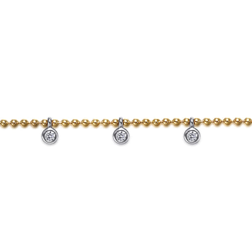 14K White & Yellow Gold White Sapphire Droplet Bracelet-Bujukan 14K White & Yellow Gold White Sapphire Droplet Bracelet-Bujukan