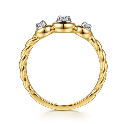 14K White & Yellow Gold White Sapphire Three Stone Promise Ring 14K White & Yellow Gold White Sapphire Three Stone Promise Ring