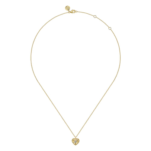 14K White And Yellow Gold Diamond And Heart Pendant Necklace
