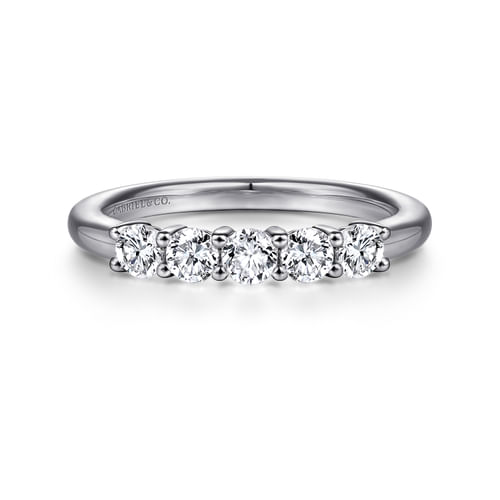 14K White Gold  5 Stone Diamond Anniversary Band