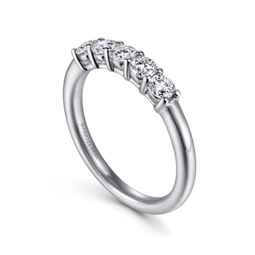 14K White Gold  5 Stone Diamond Anniversary Band