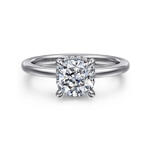 14K White Gold  Cushion Diamond Engagement Ring