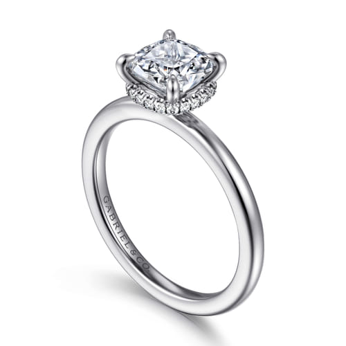 14K White Gold  Cushion Diamond Engagement Ring