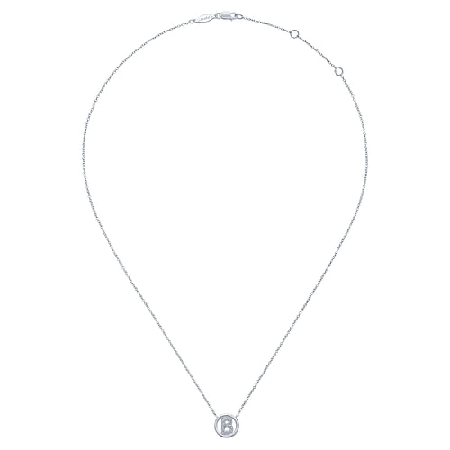 14K White Gold  Diamond B Initial Pendant Necklace