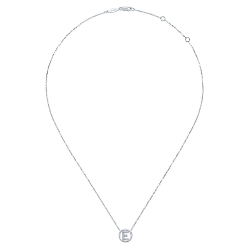 14K White Gold  Diamond E Initial Pendant Necklace