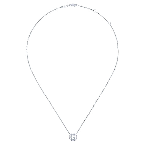 14K White Gold  Diamond G Initial Pendant Necklace