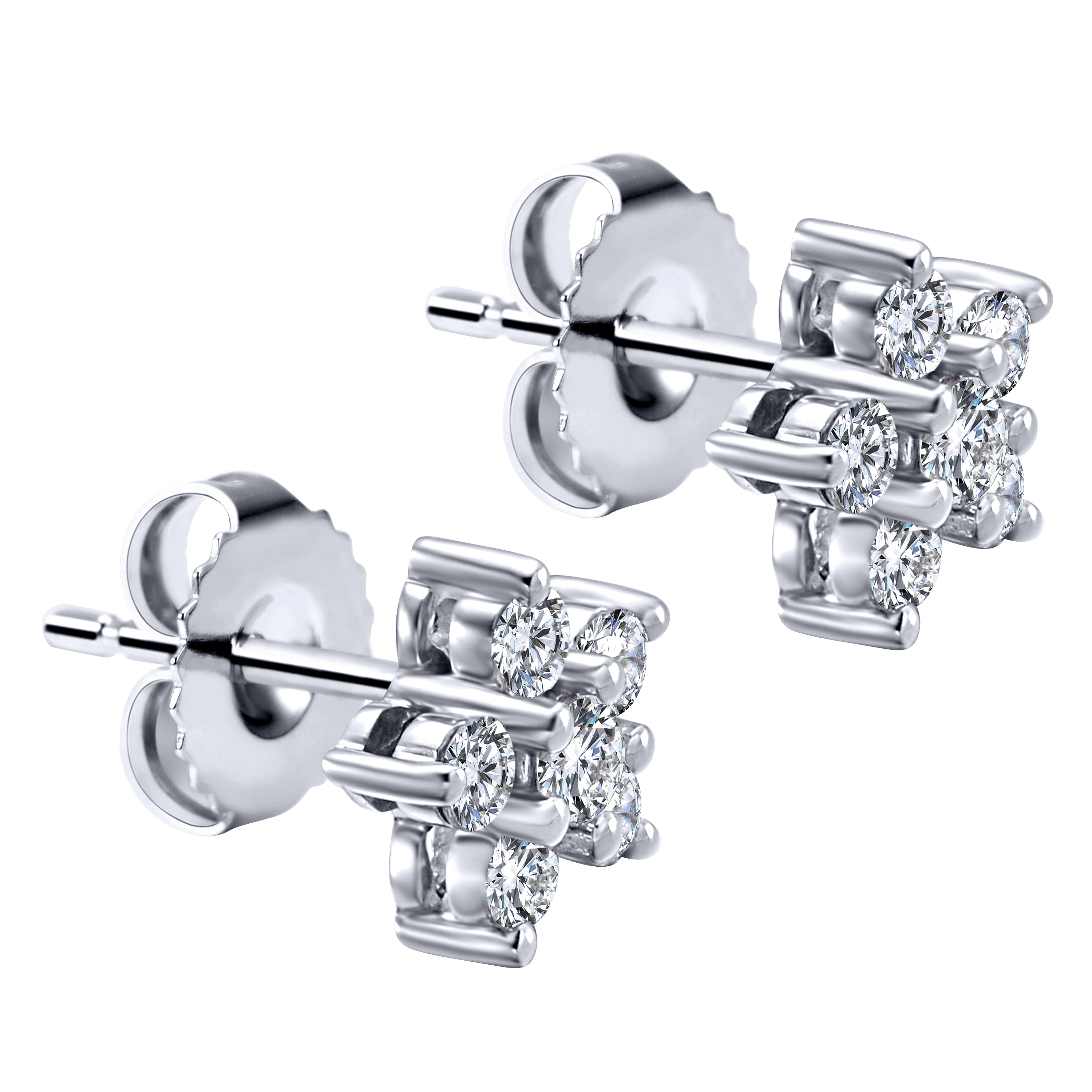 14K White Gold  Diamond Stud Earrings