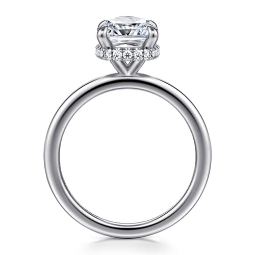 14K White Gold  Elongated Cushion Diamond Engagement Ring