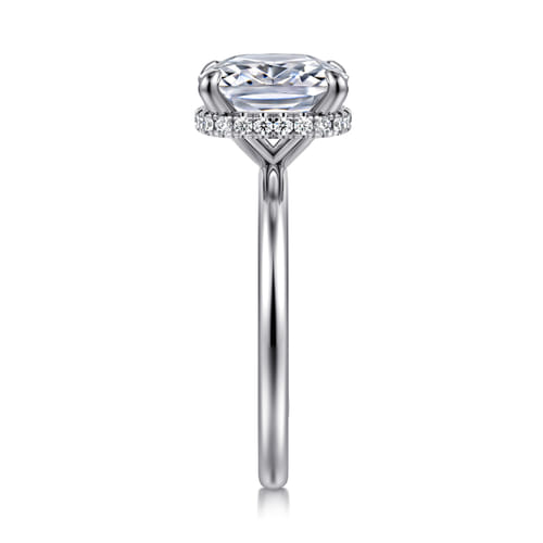 14K White Gold  Elongated Cushion Diamond Engagement Ring