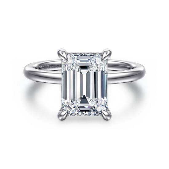 Gabriel - 14K White Gold  Emerald Cut Diamond Engagement Ring