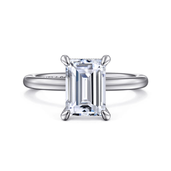 Gabriel - 14K White Gold  Emerald Cut Diamond Engagement Ring