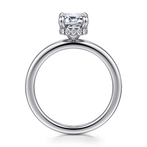 14K White Gold  Emerald Cut Diamond Engagement Ring