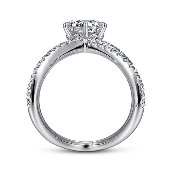 14K White Gold  Free Form Round Diamond Channel Set Engagement Ring angle 2