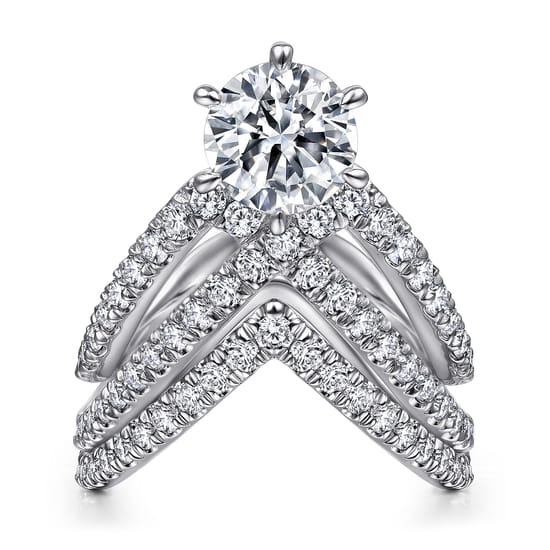 14K White Gold  Free Form Round Diamond Channel Set Engagement Ring angle 4