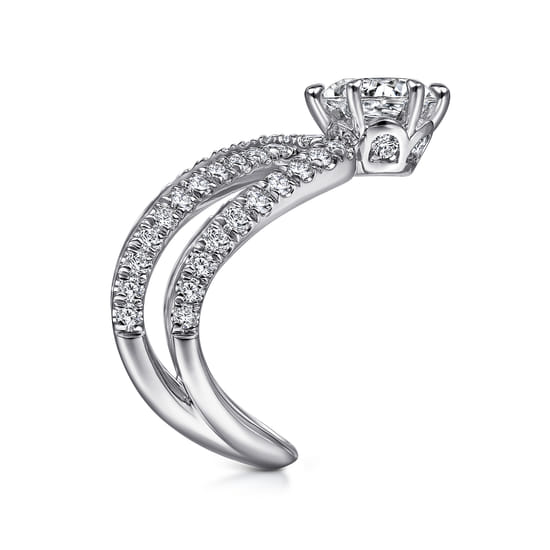 14K White Gold  Free Form Round Diamond Channel Set Engagement Ring angle 5