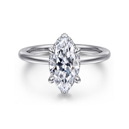14K White Gold  Marquise Shape Diamond Engagement Ring