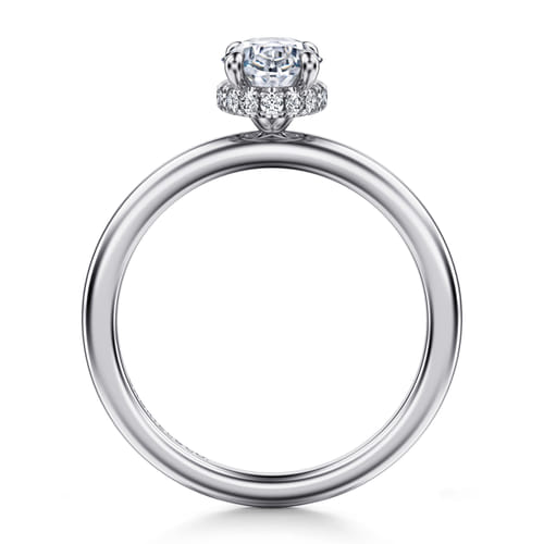 14K White Gold  Oval  Diamond Engagement Ring