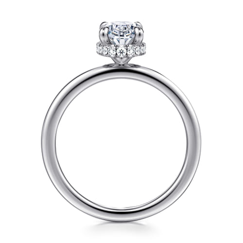 14K White Gold  Oval  Diamond Engagement Ring