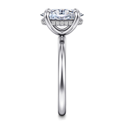 14K White Gold  Oval Diamond Engagement Ring