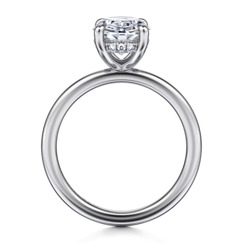 14K White Gold  Oval Diamond Engagement Ring