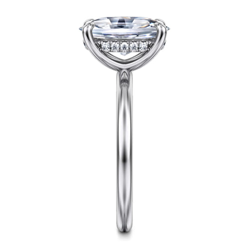 14K White Gold  Oval Diamond Engagement Ring