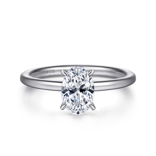 14K White Gold  Oval Diamond Engagement Ring