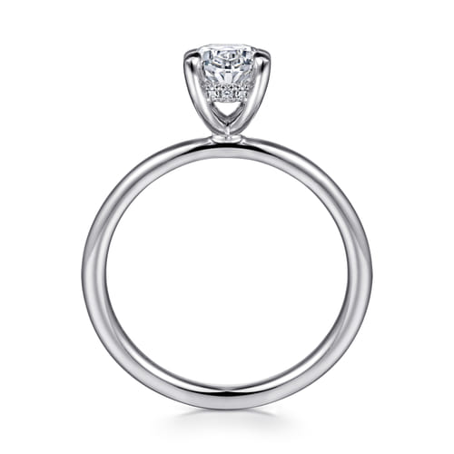 14K White Gold  Oval Diamond Engagement Ring