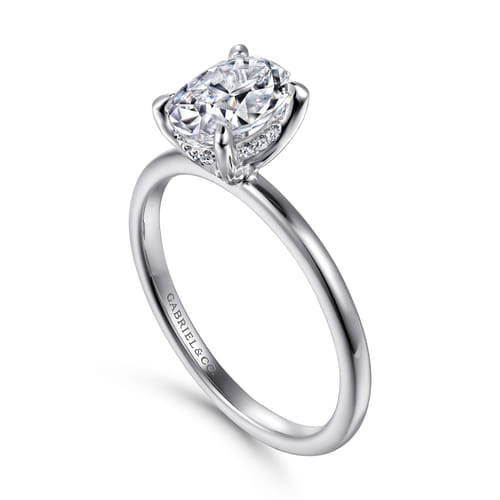 14K White Gold  Oval Diamond Engagement Ring