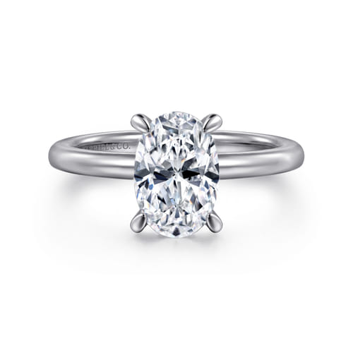 14K White Gold  Oval Diamond Engagement Ring