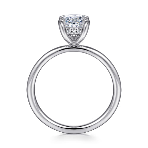 14K White Gold  Oval Diamond Engagement Ring