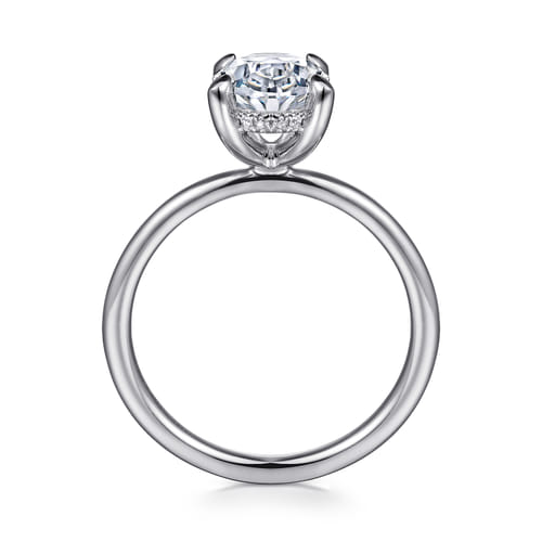 14K White Gold  Oval Diamond Engagement Ring