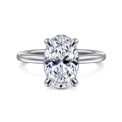 14K White Gold  Oval Diamond Engagement Ring