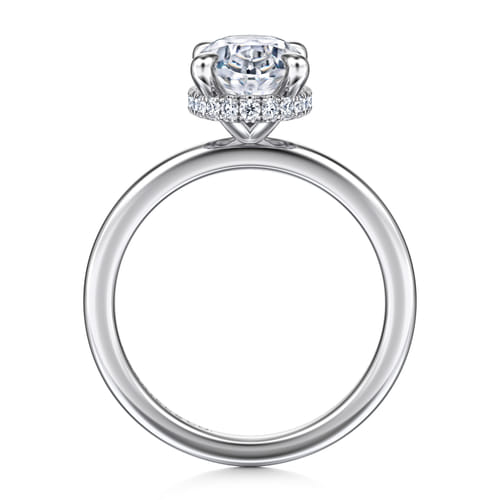 14K White Gold  Oval Diamond Engagement Ring