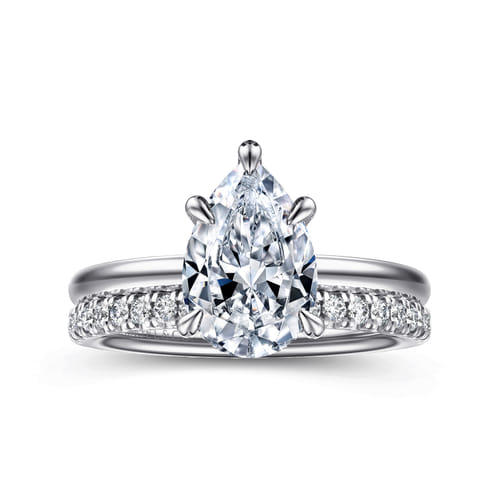 14K White Gold Pear Shape Diamond Engagement Ring 14K White Gold Pear Shape Diamond Engagement Ring