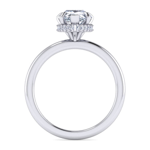 14K White Gold  Pear Shape Diamond Engagement Ring