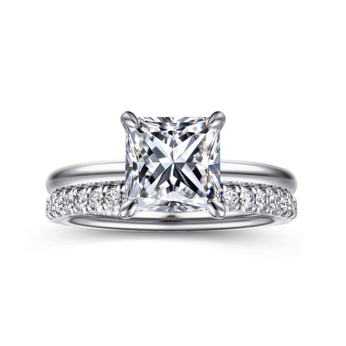 14K White Gold  Princess Diamond Engagement Ring