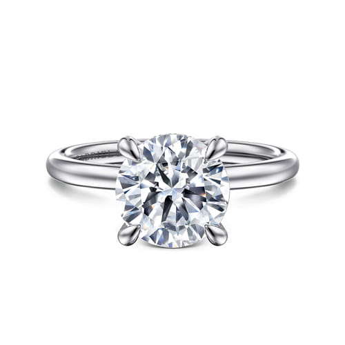 14K White Gold  Round Diamond Engagement Ring