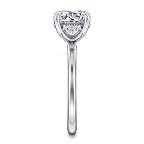 14K White Gold  Round Diamond Engagement Ring