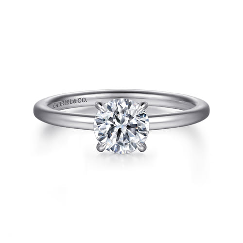 14K White Gold  Round Diamond Engagement Ring