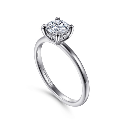 14K White Gold  Round Diamond Engagement Ring