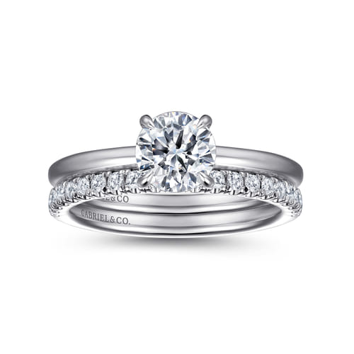 14K White Gold  Round Diamond Engagement Ring