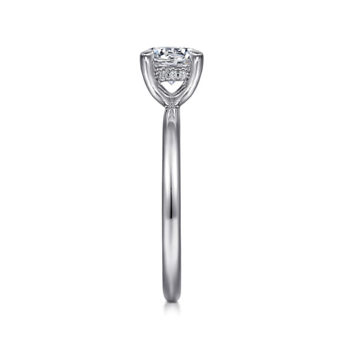 14K White Gold  Round Diamond Engagement Ring