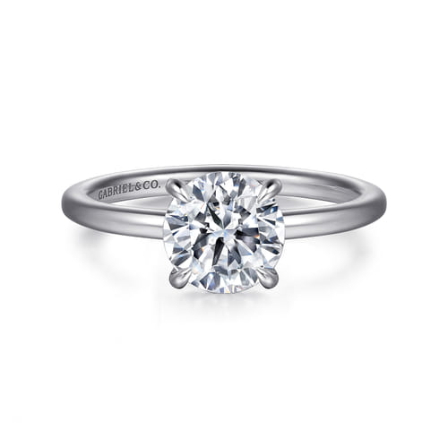 14K White Gold  Round Diamond Engagement Ring