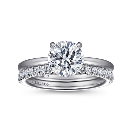 14K White Gold  Round Diamond Engagement Ring
