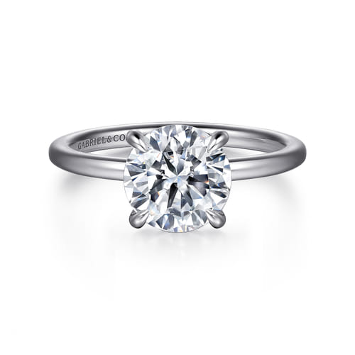 14K White Gold  Round Diamond Engagement Ring