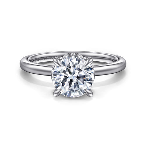 14K White Gold  Round Diamond Engagement Ring