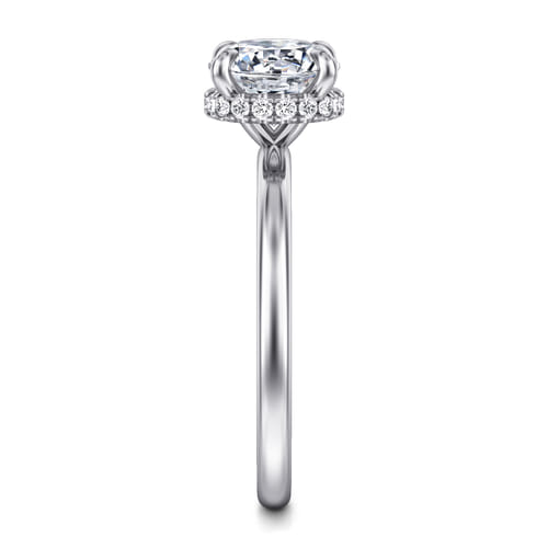 14K White Gold  Round Diamond Engagement Ring