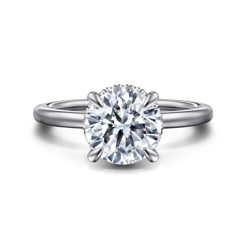 14K White Gold  Round Diamond Engagement Ring